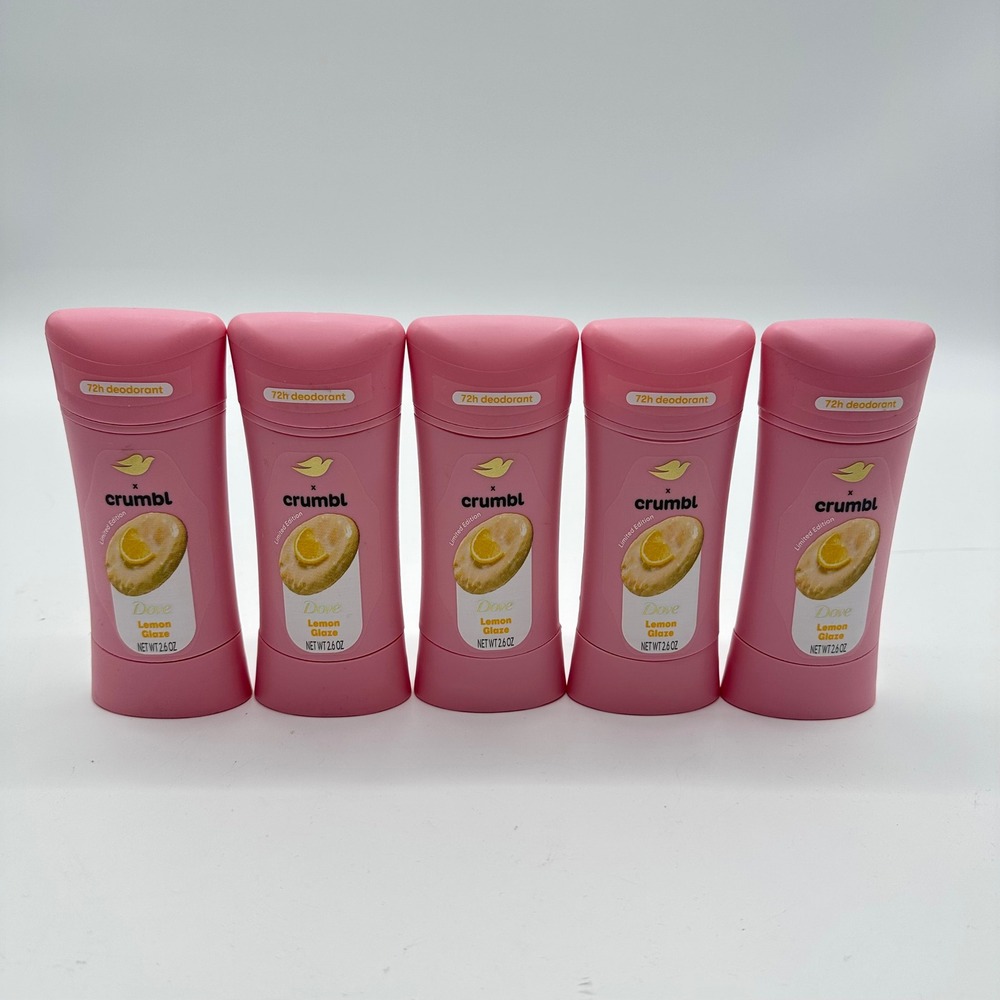 Dove x Crumbl Cookies Lemon Glaze Aluminum Free Deodorant 2.6oz Lot of 5 New